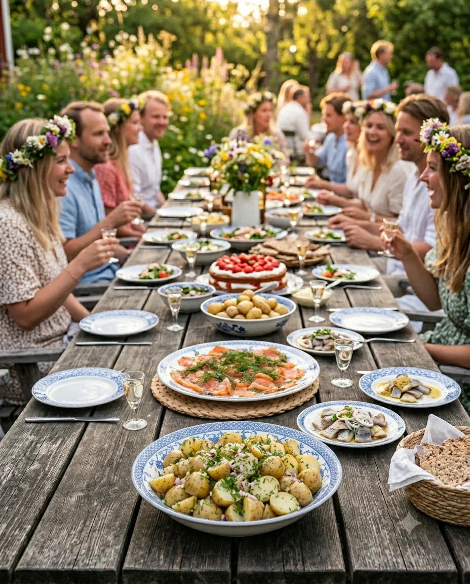 Recept på Abuelas Färskpotatissallad utan majonnäs. Perfekt klassiker till midsommarlunchen.