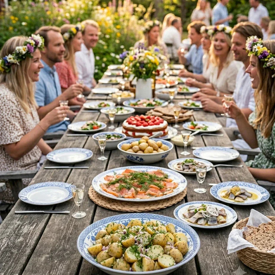 Recept på Abuelas Färskpotatissallad utan majonnäs. Perfekt klassiker till midsommarlunchen.