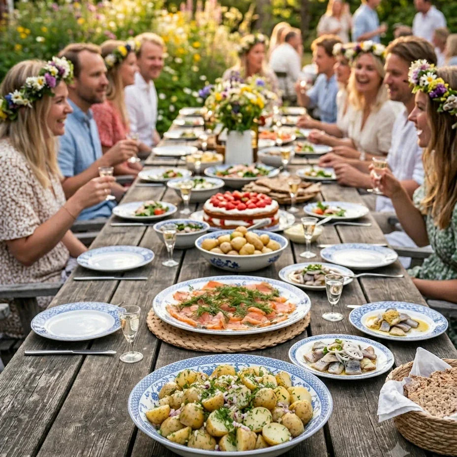 Recept på Abuelas Färskpotatissallad utan majonnäs. Perfekt klassiker till midsommarlunchen.