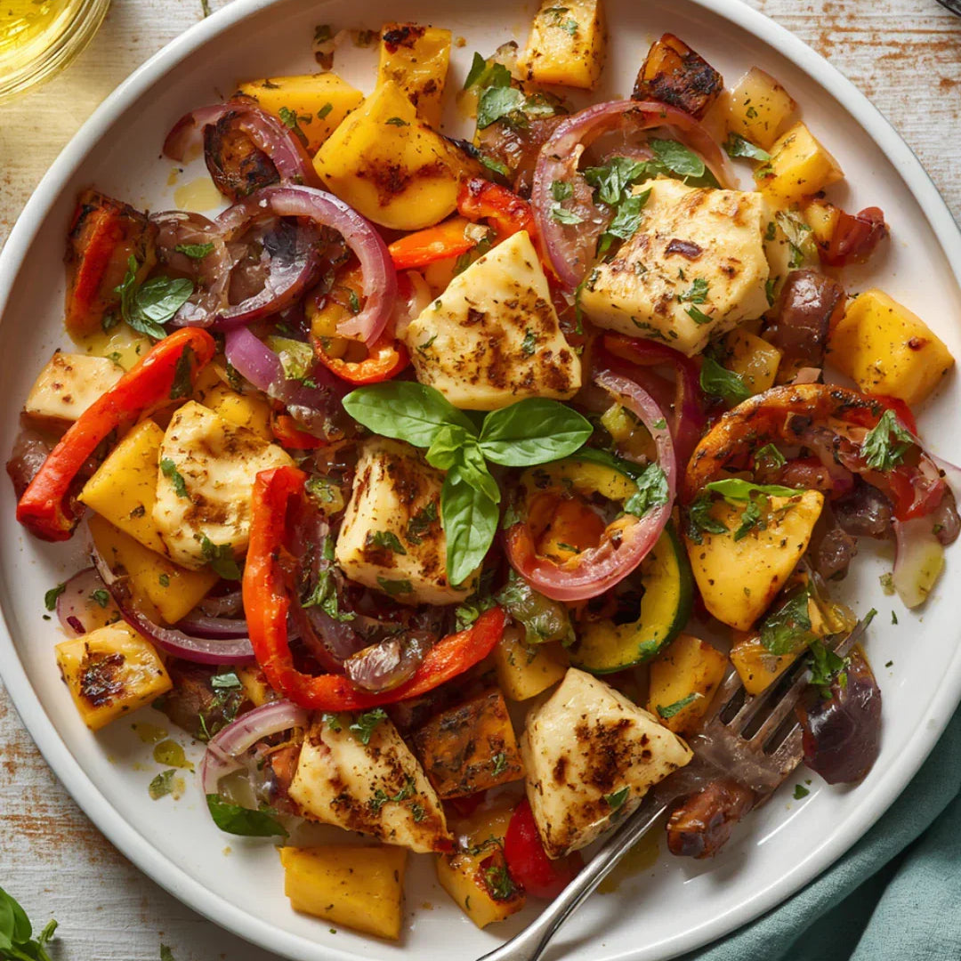 Grillade grönsaker med halloumi inför sommarsäsongen.