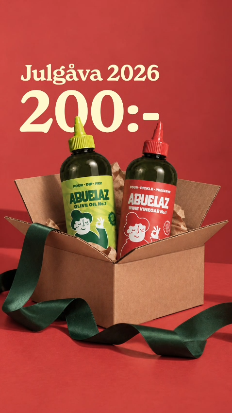 Abuelaz julgåva 2026 – olivolja och vinäger i kartong