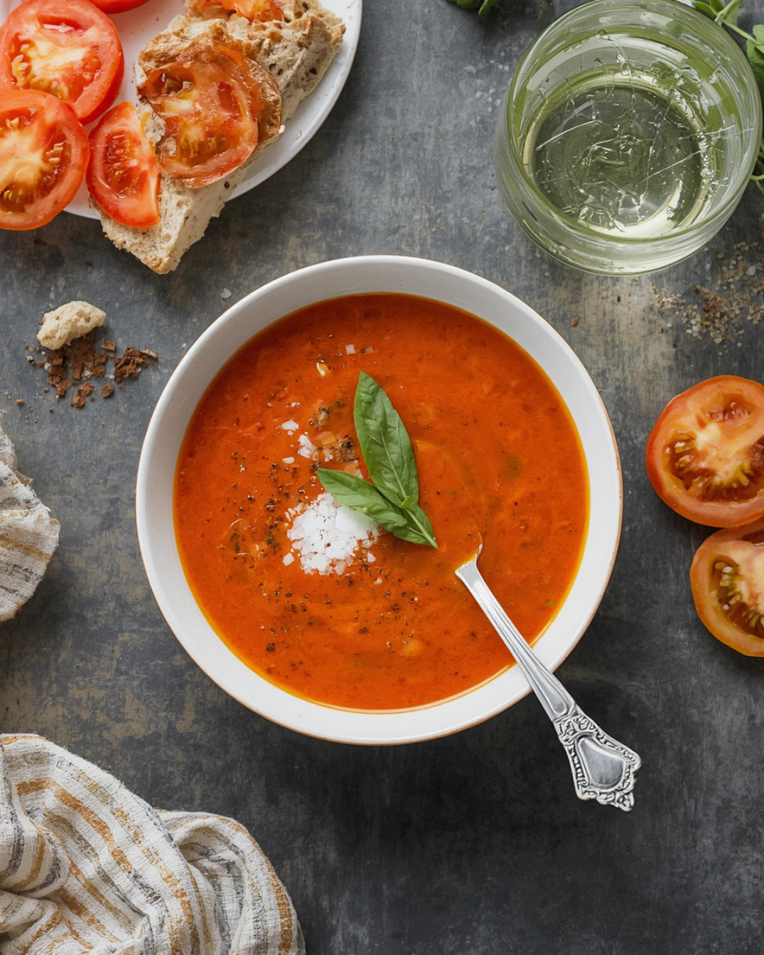 Spansk Gazpacho-soppa som kan tillredas kall. Ingen spis behövs.